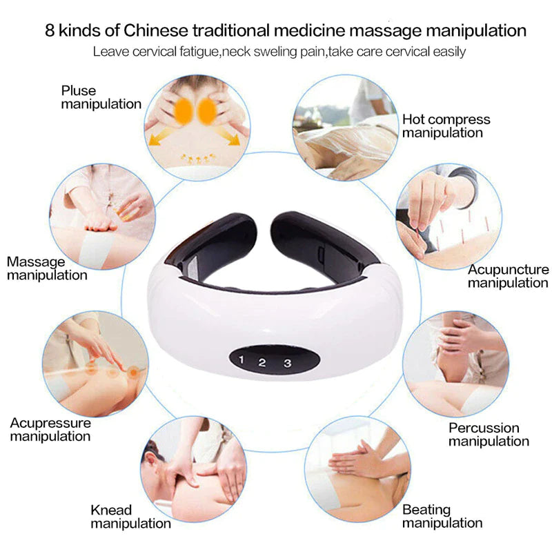 Electric Cervical Pulse Neck Massager Muscle Relax Massage Magnetic Therapy US