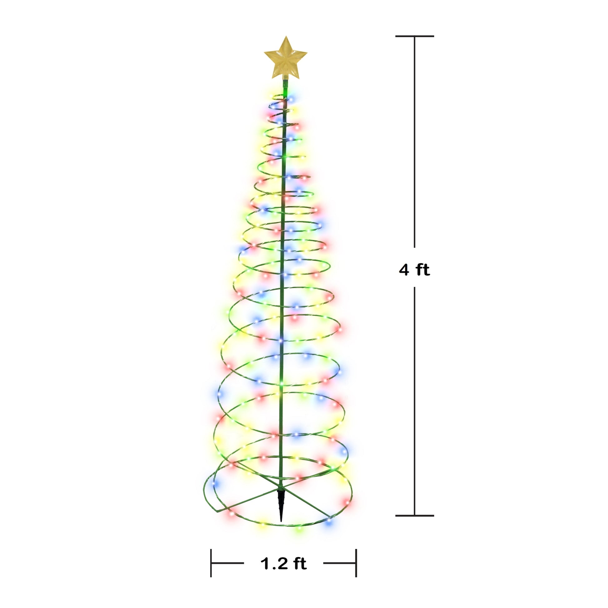 Solar LED Metal Christmas Tree Decoration Light - 4 Feet, Multi-Colored