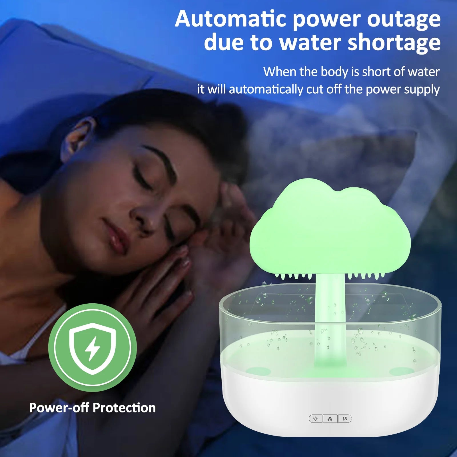 Rain Cloud Humidifier Water Drip,Mushroom Diffuser,Cloud Humidifier Rain Drop,Rain Cloud Diffuser with 7 Light Colours,Waterfall Lamp Humidifier Rain Sounds for Relax Sleeping,200Ml