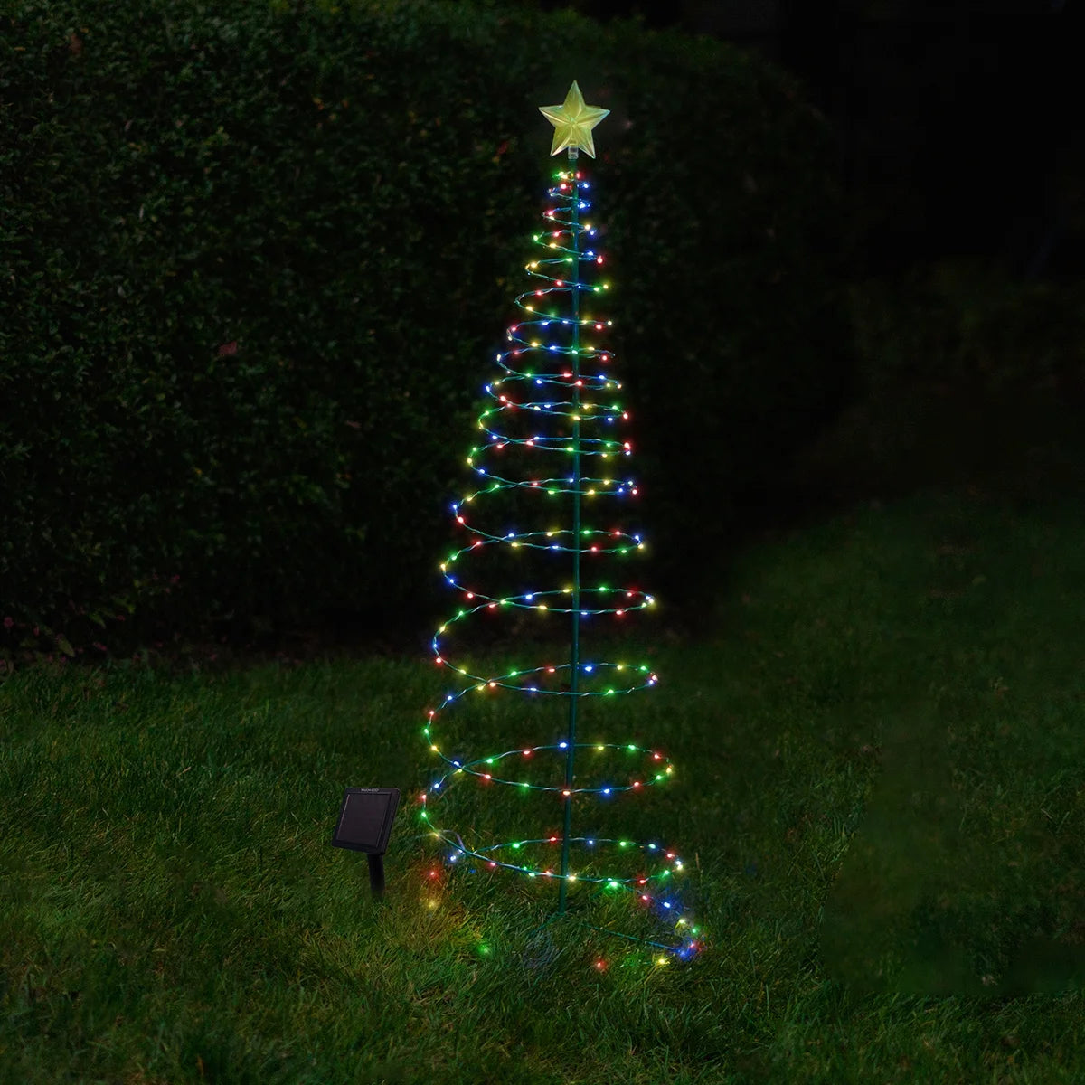 Solar LED Metal Christmas Tree Decoration Light - 4 Feet, Multi-Colored